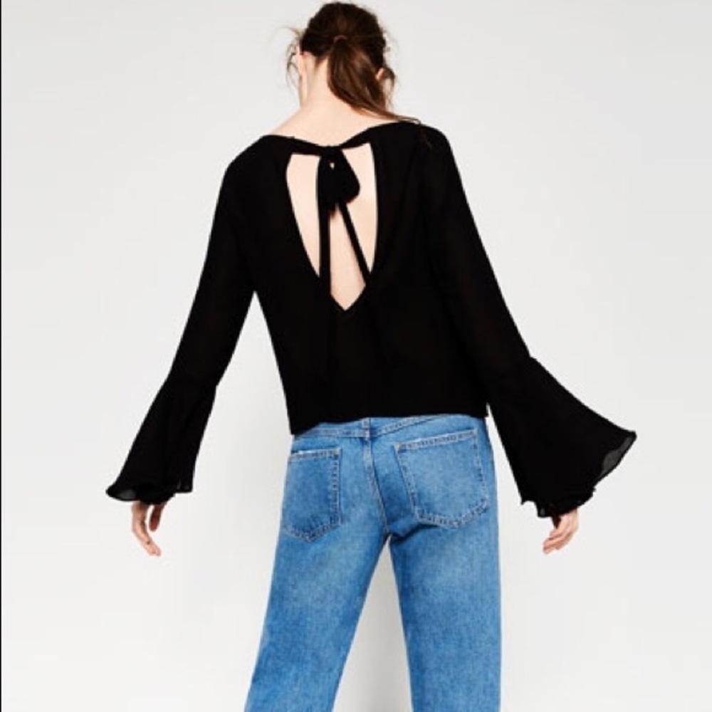 Zara Open Back Bell Sleeves Top